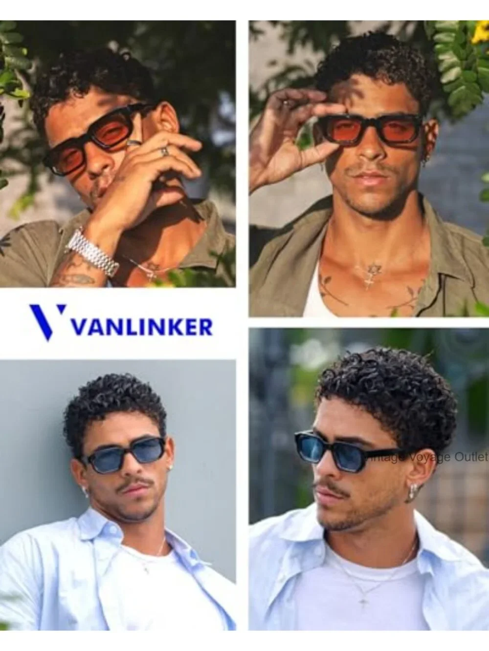 Retro Chunky Square Sunglasses for Men Women UV400 Protection Vintage Rectangle